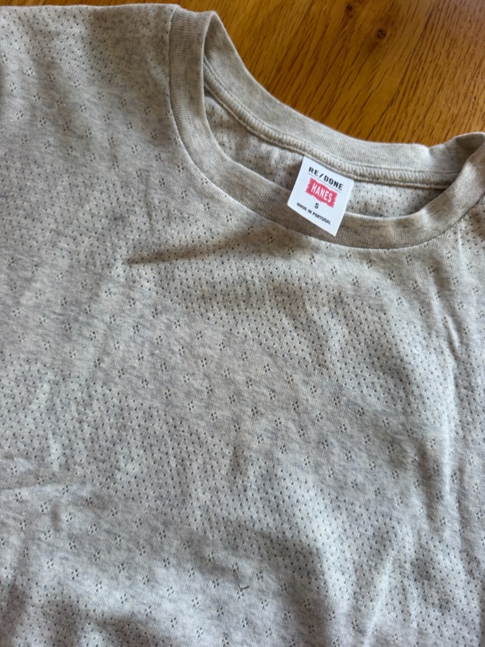 Re/Done Short Sleeve Pointelle Baby Tee